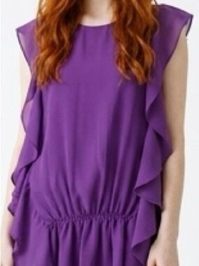 BCBG Purple Ruffle Blouse, large